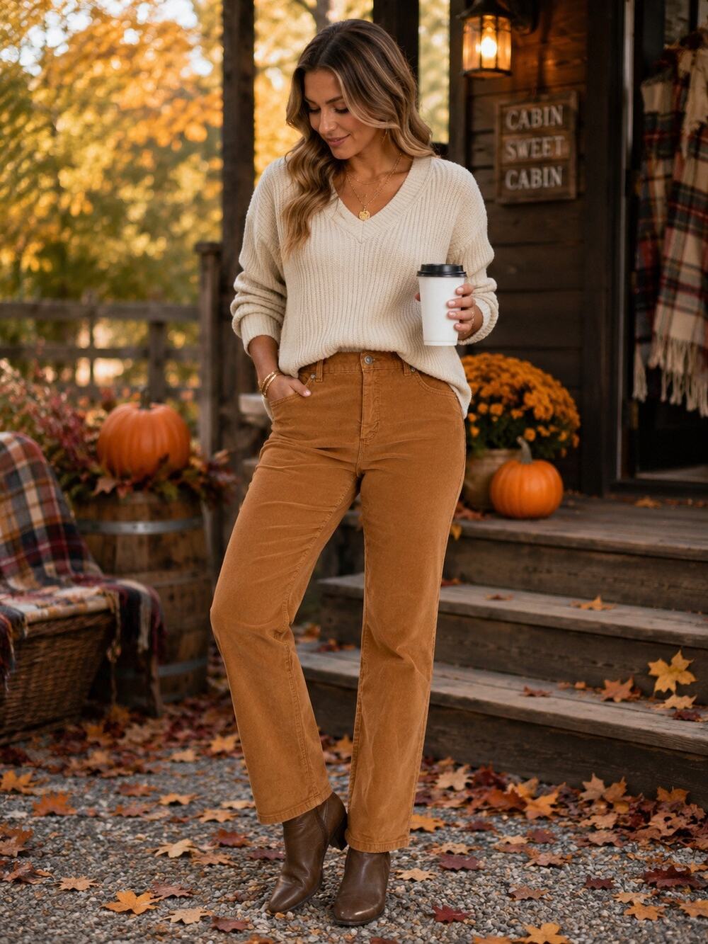 Gloria Vanderbilt Amanda Corduroy Pants 12 Short Cider Spice High Rise Tan